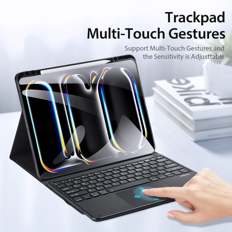 کیف کلاسوری کیبورد دار دوکس دوکیس مدل TK مناسب برای تبلت اپل iPad Pro 13 (2024)
