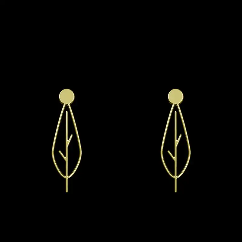 گوشواره طلا 18 عیار زنانه مدوپد مدل برگ کد GA1-15882