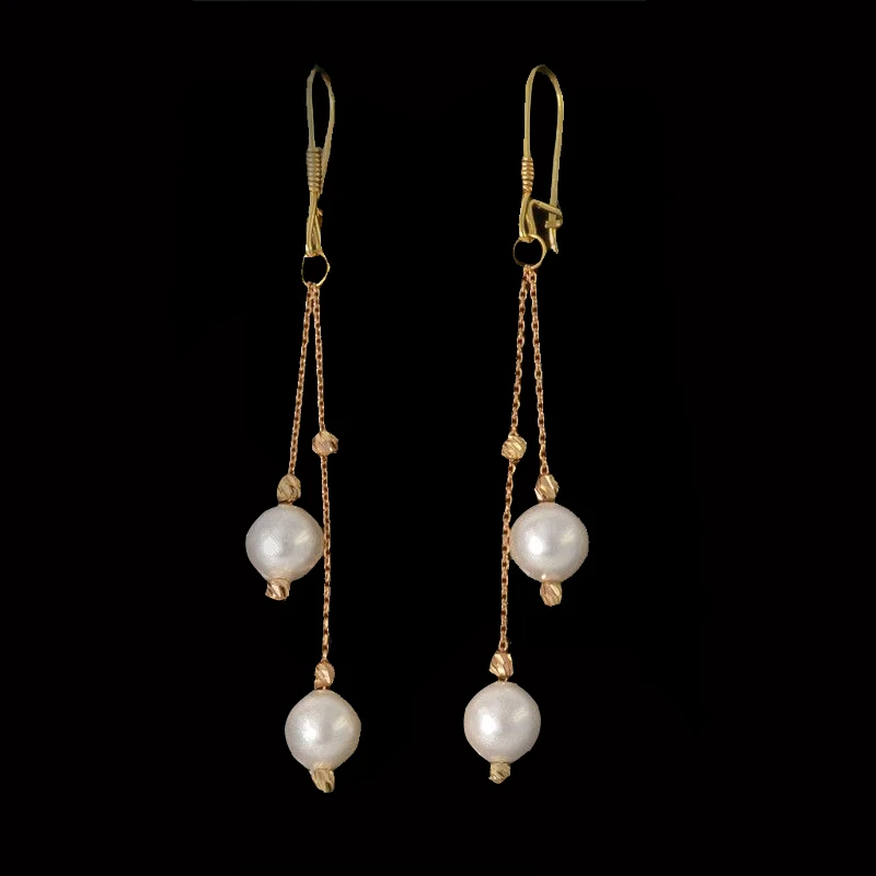 گوشواره طلا 18 عیار زنانه با طرح مروارید مدل DK628