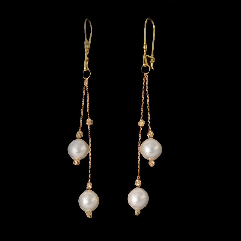 گوشواره طلا 18 عیار زنانه با طرح مروارید مدل DK628
