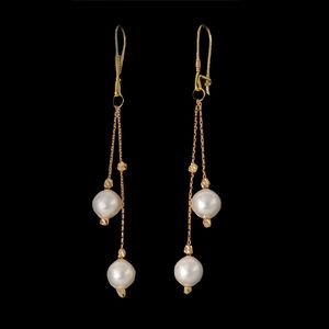 گوشواره طلا 18 عیار زنانه با طرح مروارید مدل DK628