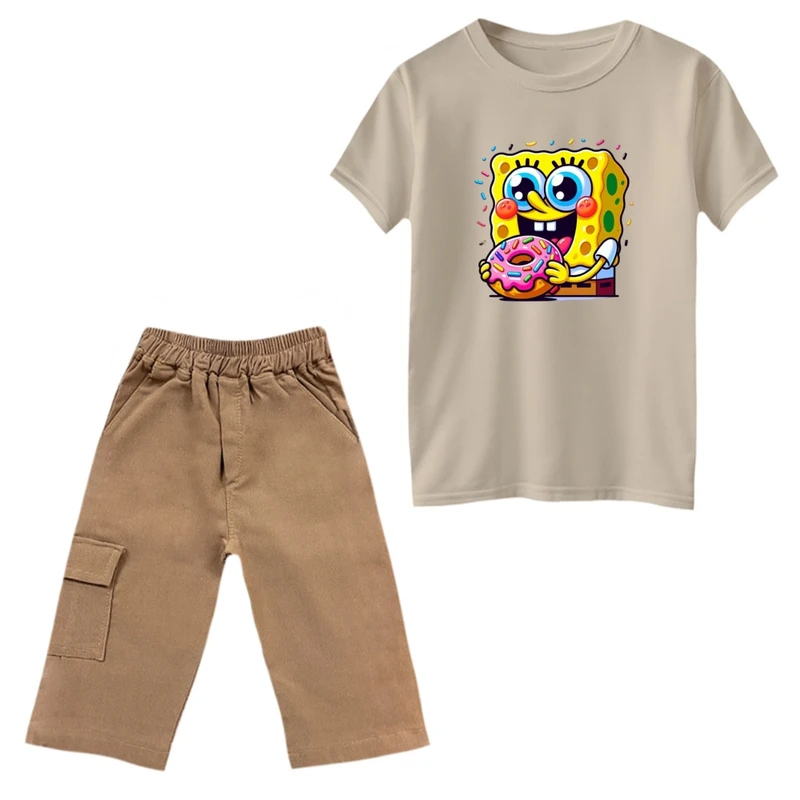 ست تی‌شرت و شلوارک پسرانه مدل باب اسفنجی کد 6