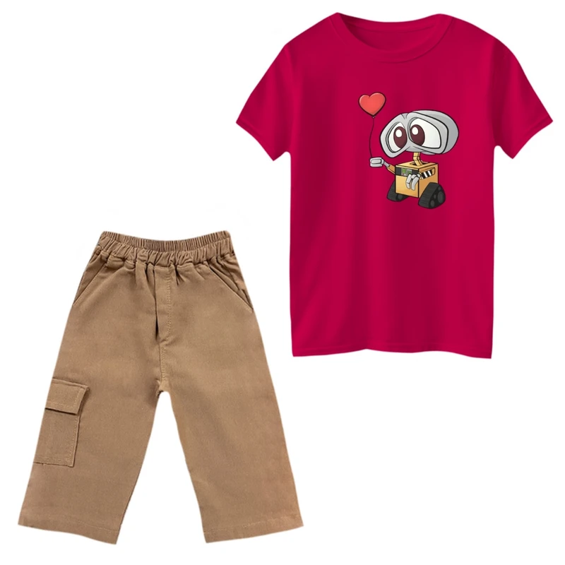 ست تی‌شرت و شلوارک پسرانه مدل والی و قلب