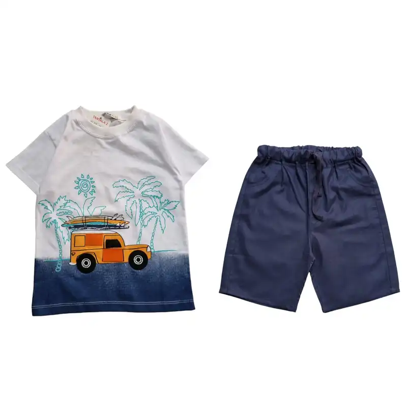 ست تی شرت و شلوارک پسرانه مدل کامیون ساحل