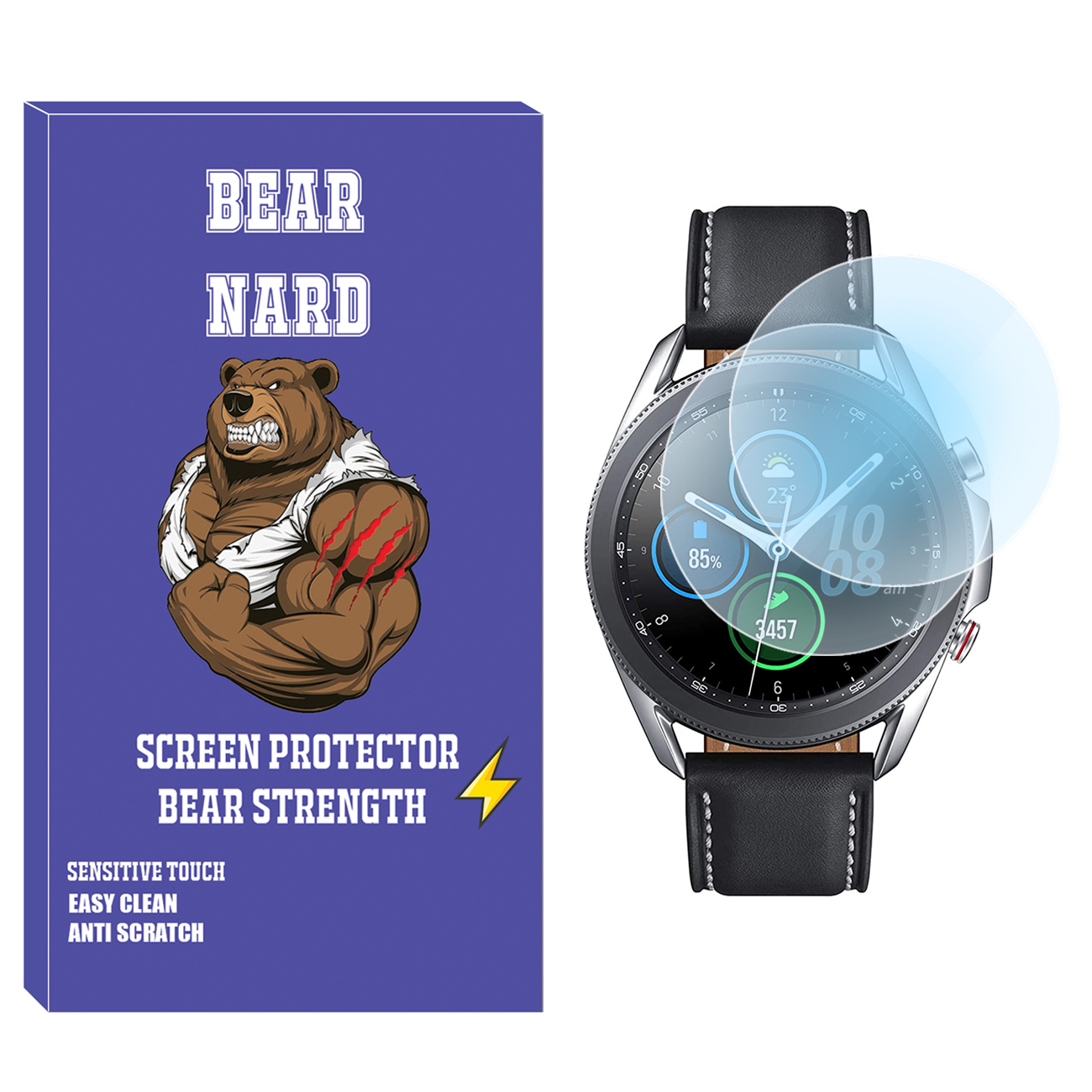 محافظ صفحه نمایش شیشه‌ای برنارد مدل SH-BR مناسب برای ساعت هوشمند سامسونگ Galaxy Watch 3 41mm بسته دو عددی