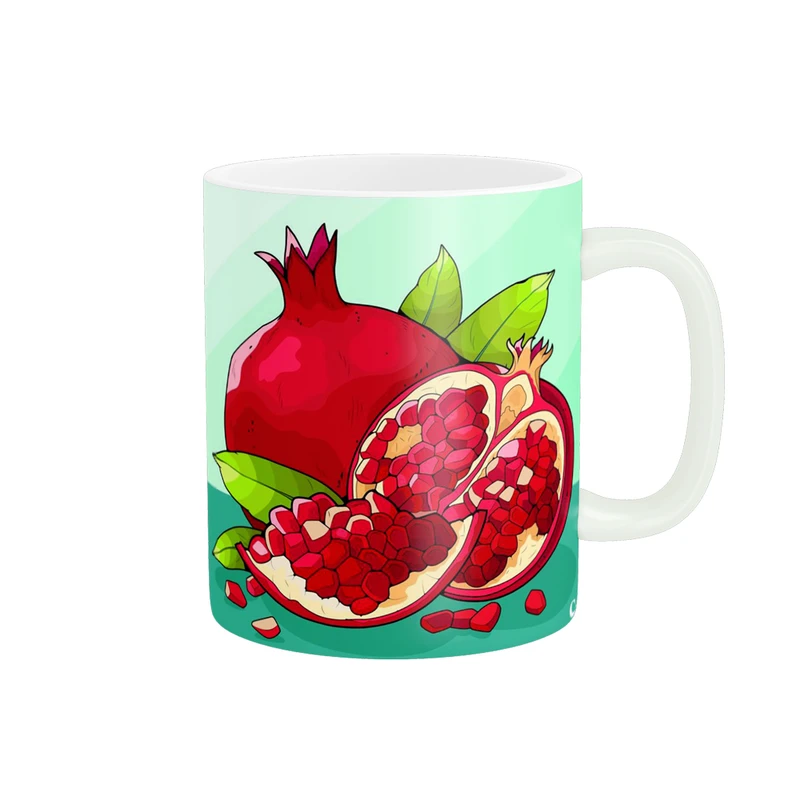 ماگ پادآفرین مدل یلدایی شب یلدا شب چله طرح انار و هندوانه کد p2645