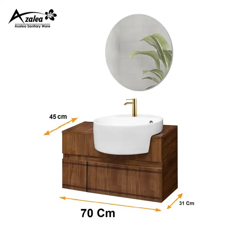 ست کابینت و روشویی آزالیا مدل Milana25 به همراه آینه بک لایت