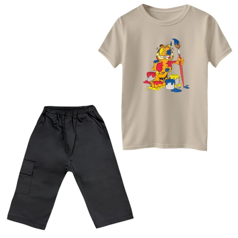ست تی‌شرت و شلوارک پسرانه مدل گارفیلد و