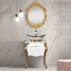 ست کابینت و روشویی مدل آیلین گلد به همراه آینه