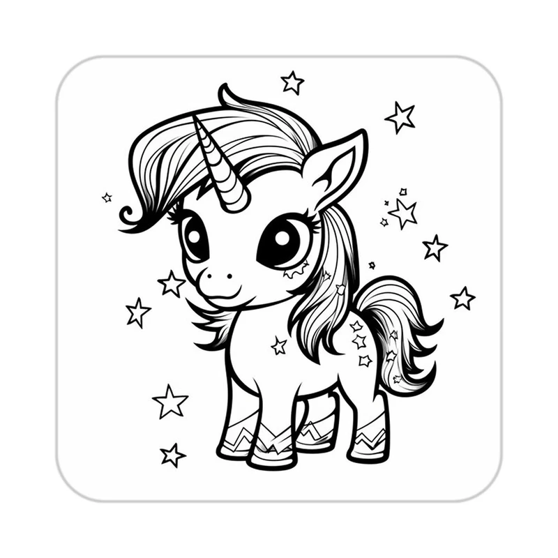 زیر لیوانی کاکتی طرح اسب تک شاخ و یونیکورن مدل mp31286