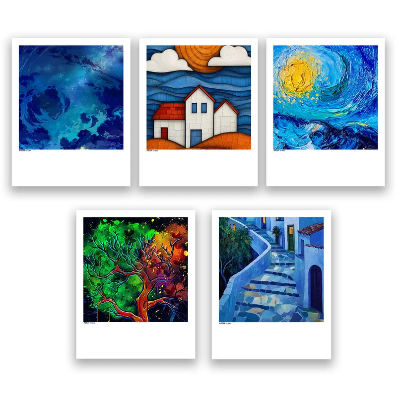 آویز تزیینی عرش مدل فانتزی منظره کد Asa1000 مجموعه پنج عددی