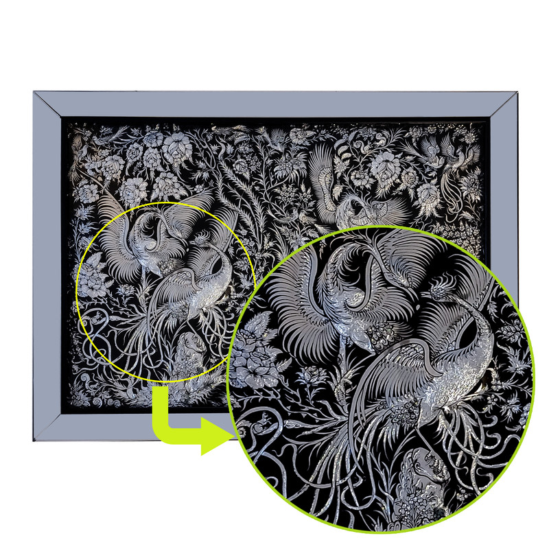 تابلو قلمزنی مدل آینه کاری سیمرغ