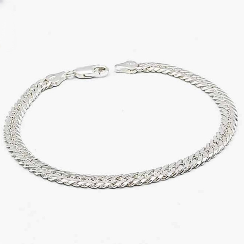 دستبند نقره مردانه مدل دوبل کد roz12