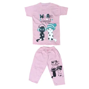 ست تی شرت و شلوارک دخترانه مدل دو گربه کد 30 