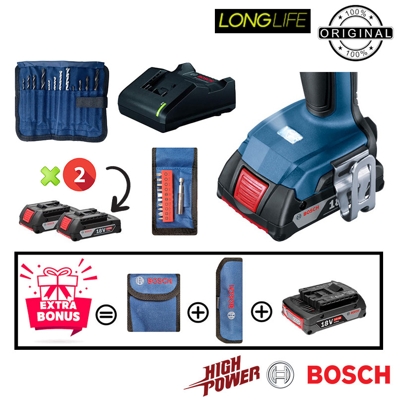 دریل پیچ گوشتی شارژی چکشی بوش مدل GSB 18-V50 EC Motor Extra دریل پیچ گوشتی شارژی چکشی بوش مدل GSB 18-V50 EC Motor Extra