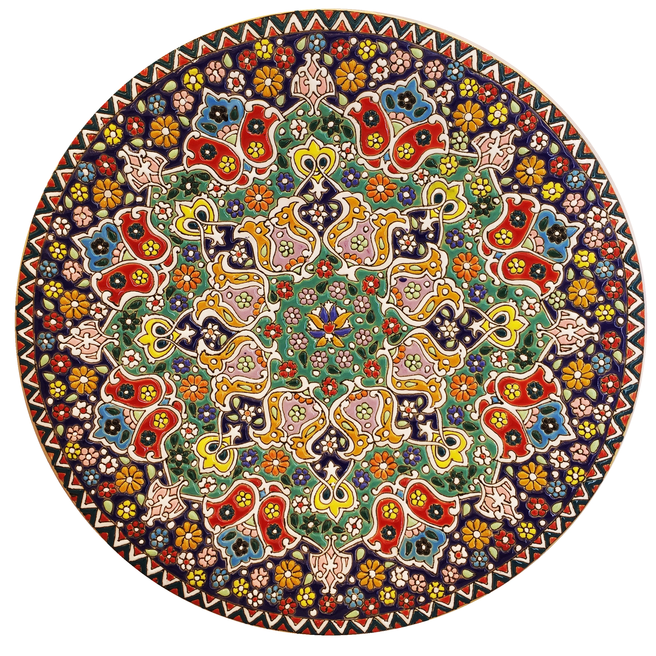 بشقاب میناکاری سفالی زمانیان کد ZMN30045