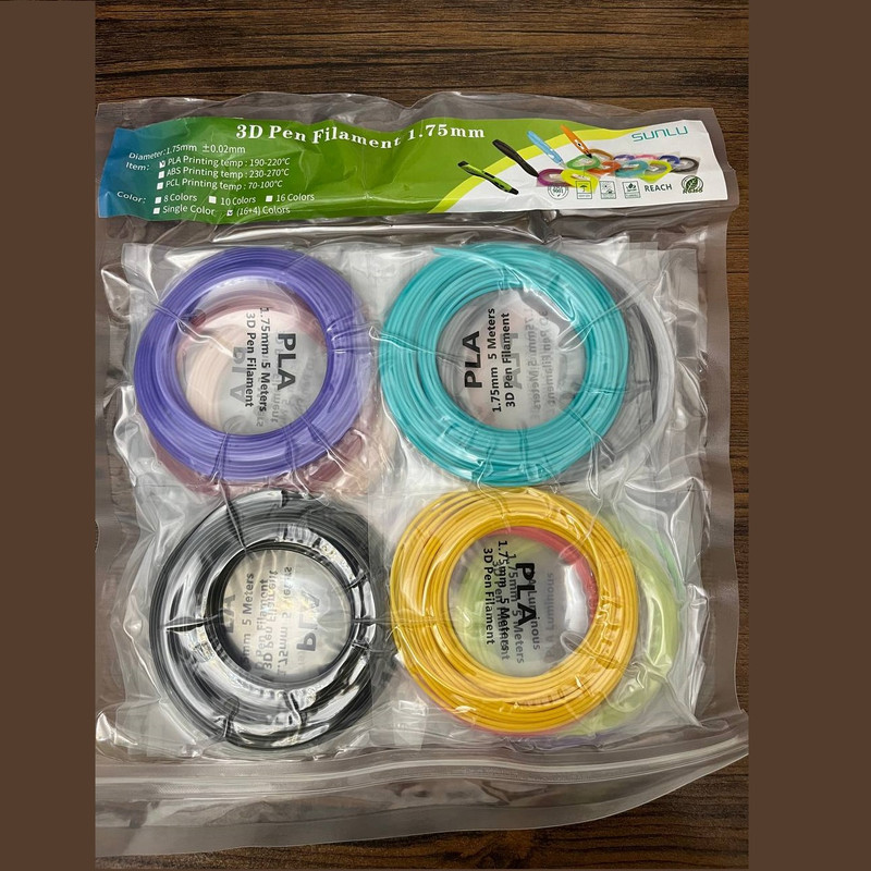 فیلامنت PLA SUNLU قلم طراحی سه بعدی مدل 10020 قطر 1.75 میلیمتر 330 گرم مجموعه 20 عددی