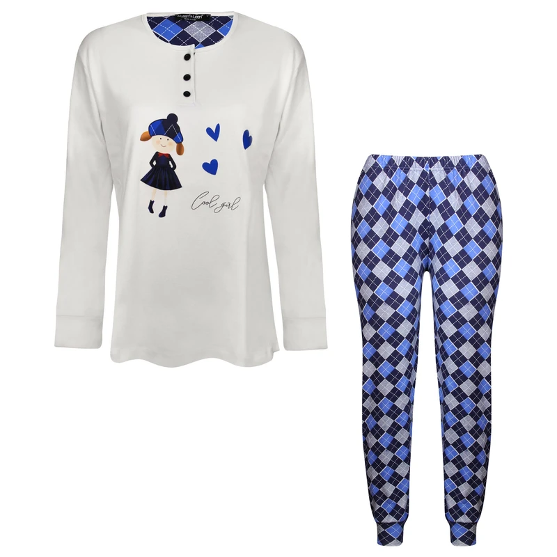 ست بلوز و شلوار زنانه لین مدل نخ پنبه کد 5196-157