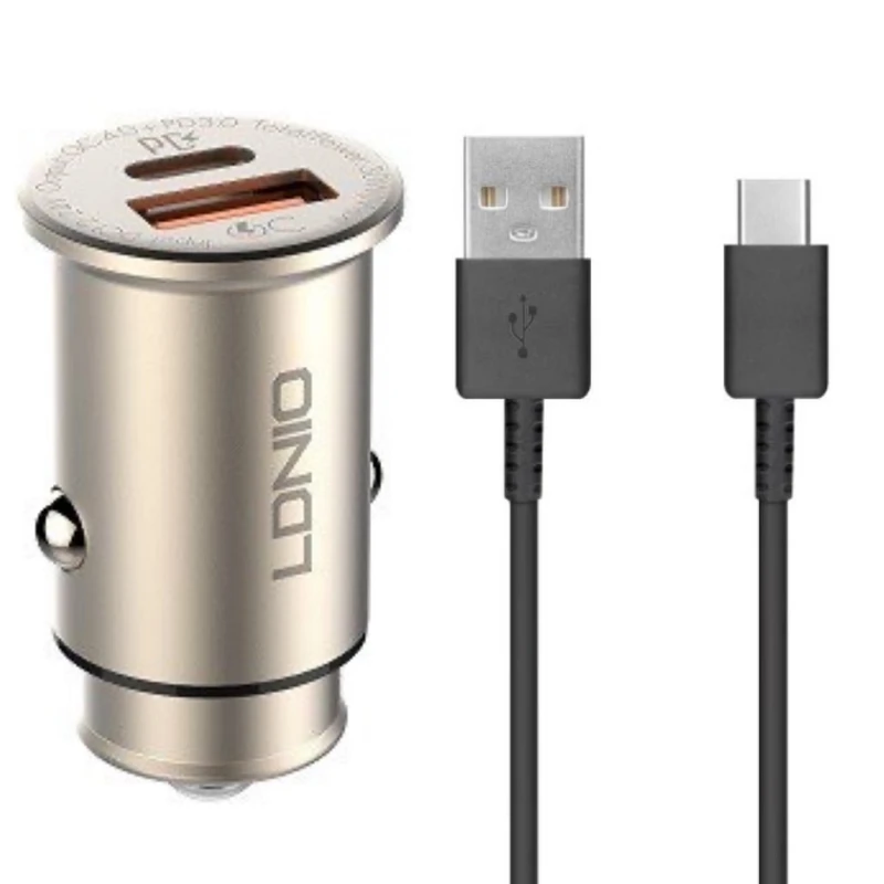 شارژر فندکی 30 وات الدینیو مدل C506Q به همراه کابل تبدیل USB-C