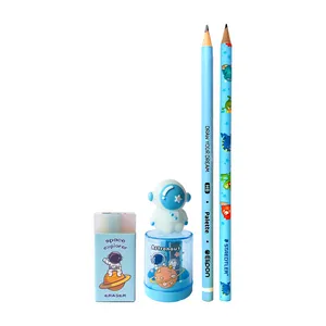 تراش مدل فضانورد طرح مخزن دار به همراه مداد و پاک کن بسته 5 عددی