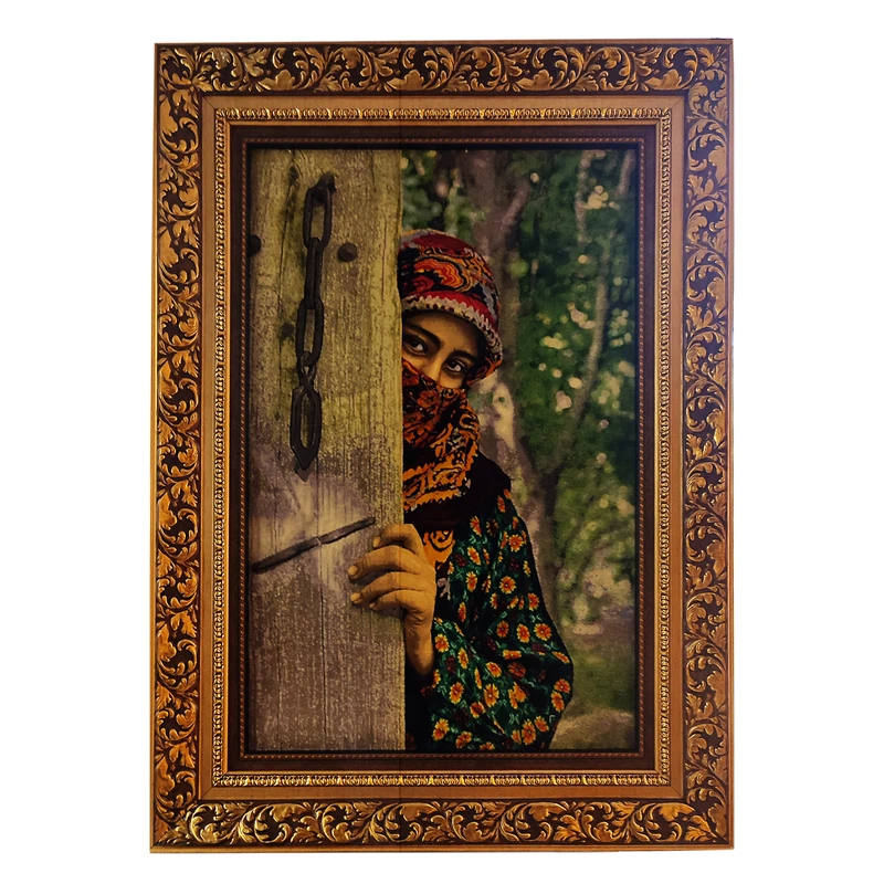 تابلو فرش دستباف طرح دختر انتظار مدل 155A