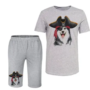 ست تی شرت و شلوارک مردانه مدل DOG کد 106 رنگ طوسی