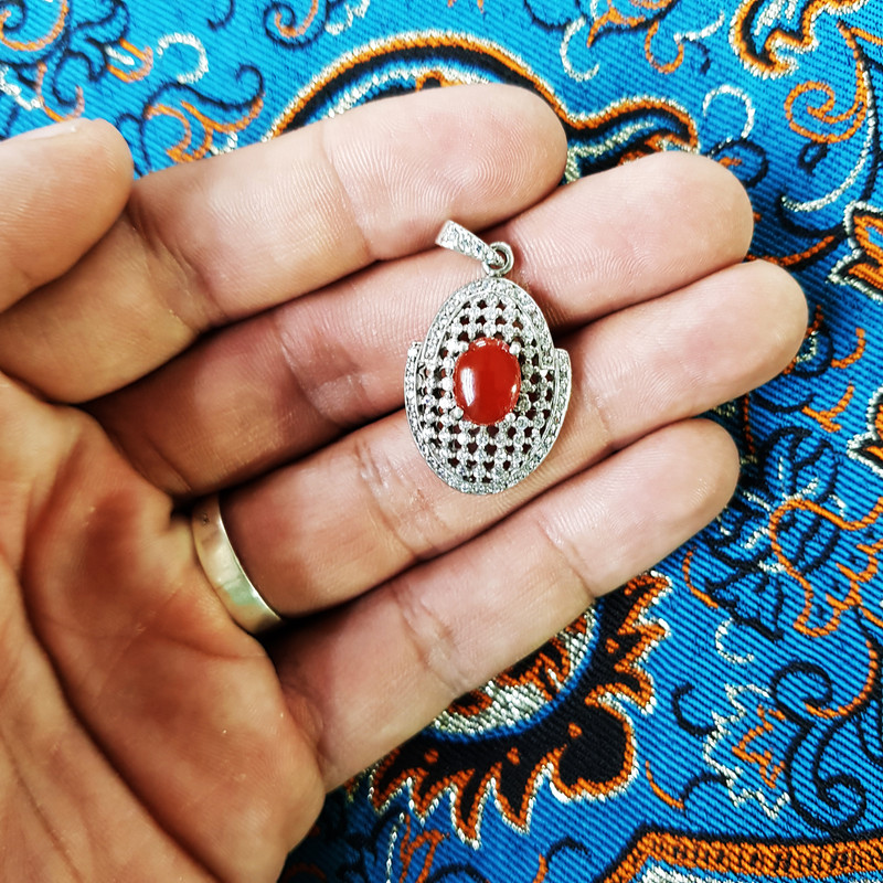 آویز گردنبند نقره زنانه سلین کالا مدل عقیق سرخ ce-agh5