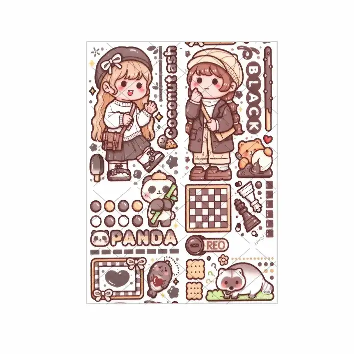 برچسب مدل برش نخورده طرح اسکرپ بوک دختر و پاندا