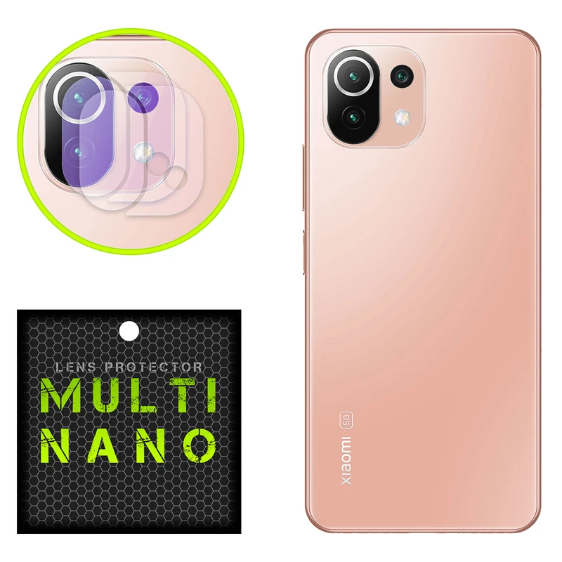 محافظ لنز دوربین بنفش مولتی نانو مدل X-L2P مناسب برای گوشی موبایل شیائومی 11 Lite 5G NE بسته دو عددی