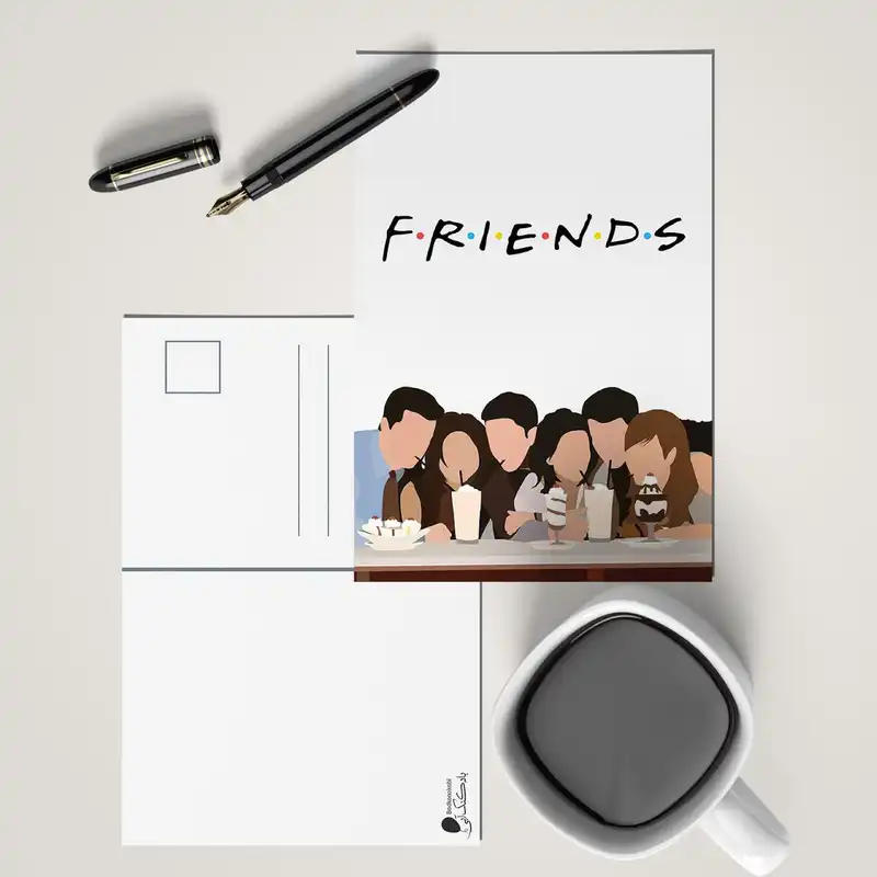 کارت پستال بادکنک آبی طرح فرندز مدل Friends3