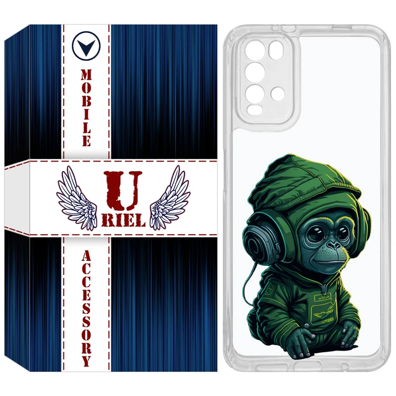 کاور یوریل مدل Clear کد 45 طرح میمون سبز مناسب برای گوشی موبایل شیائومی Redmi 9T / Poco M3