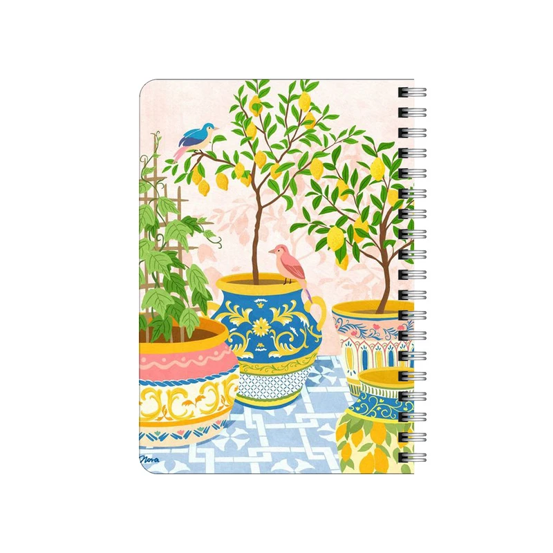 دفترچه یادداشت بامبیلیپ مدل چوبی طرح گلدان و قناری ها کد 3508618