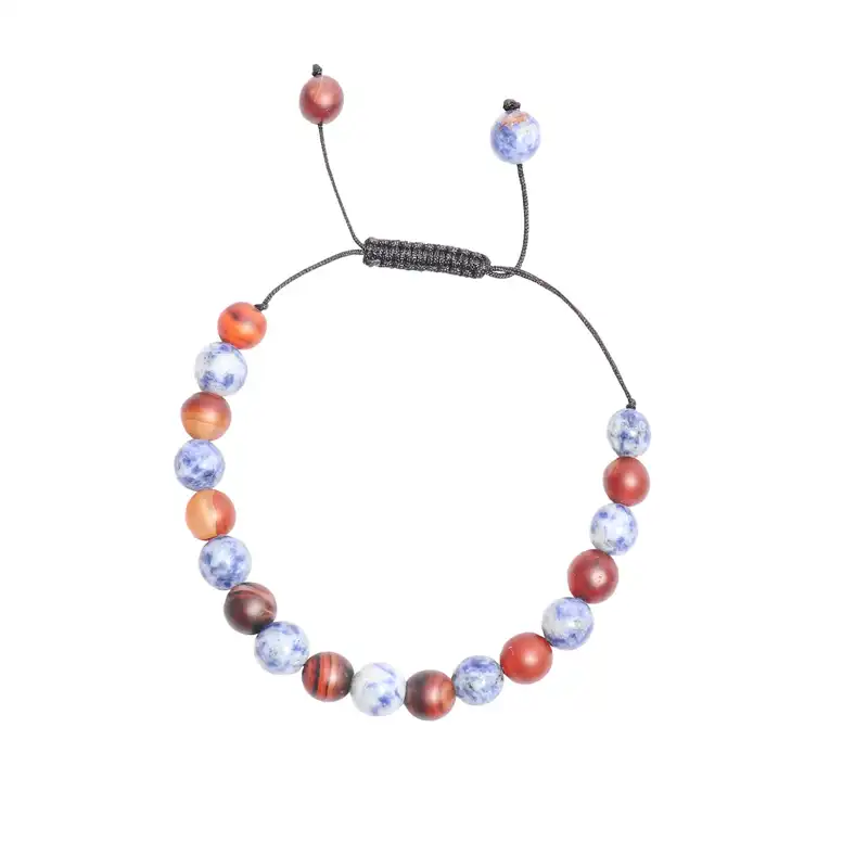 دستبند مدل سنگ سودالیت و عقیق سلیمانی