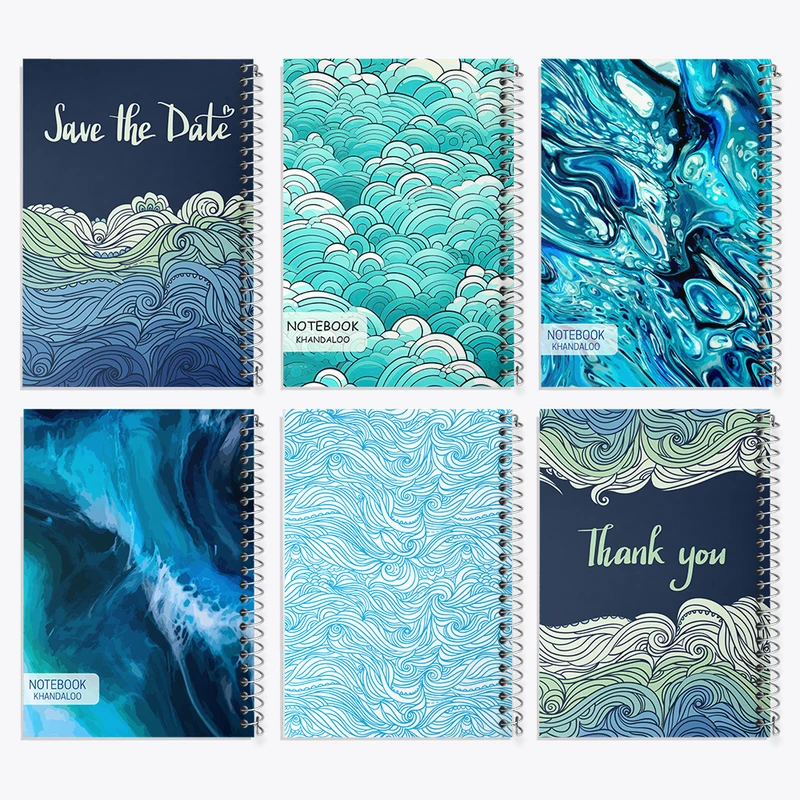 دفتر نقاشی 50 برگ خندالو طرح موج دریا کد 157 مجموعه 6 عددی