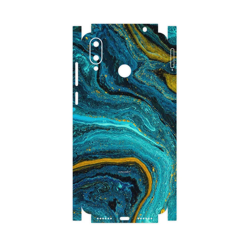 برچسب پوششی ماهوت مدل Turquoise marblewith golden streaks-FullSkin مناسب برای گوشی موبایل جی پلاس Q10
