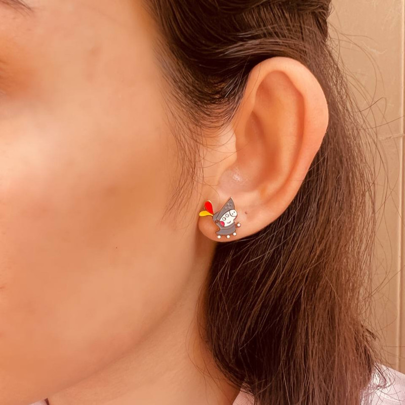 گوشواره دخترانه مدل خوک کوچولو شاح و سرباز