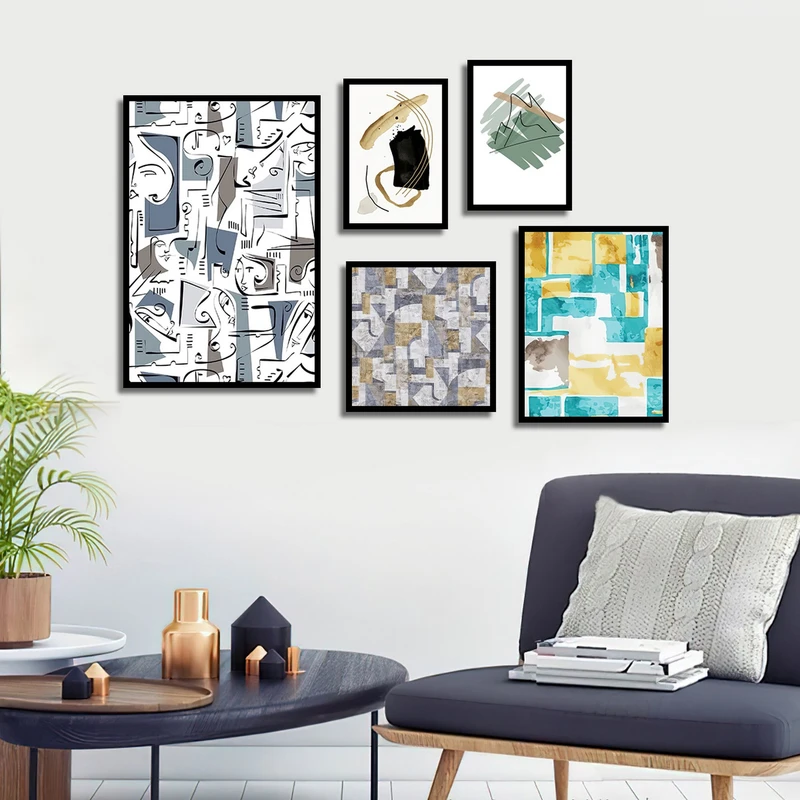 تابلو بکلیت طرح نقاشی مدرن مدل B-1770 مجموعه 5 عددی