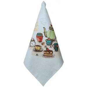 دستمال نظافت آشپزخانه بی تی مدل میکروفایبر طرح Tea Time کد 30x30W227