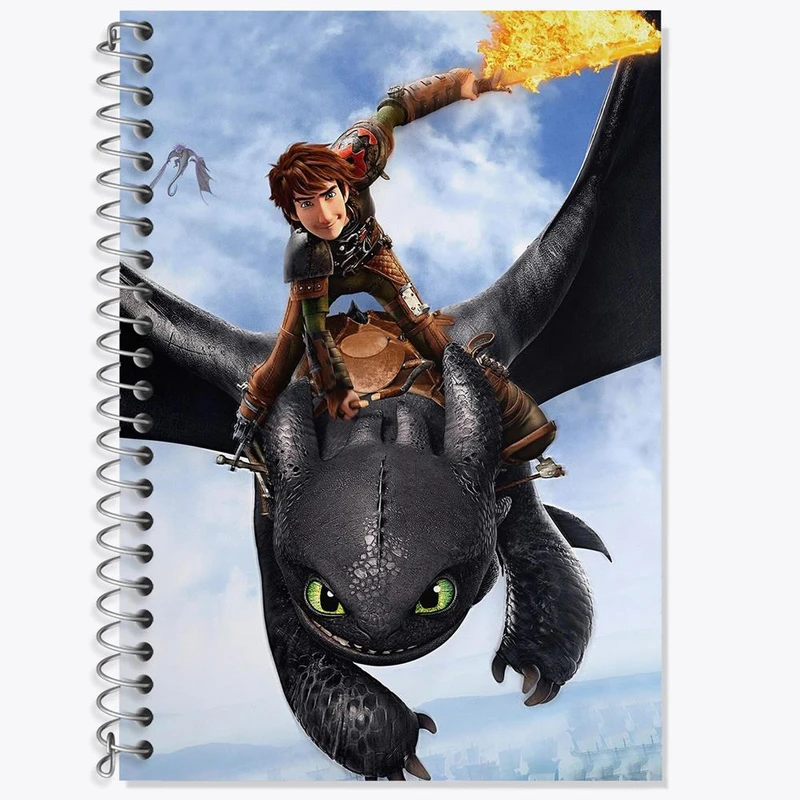 دفتر زبان 50 برگ خندالو مدل سه خط طرح اژدها سواران DreamWorks Dragons کد 13755
