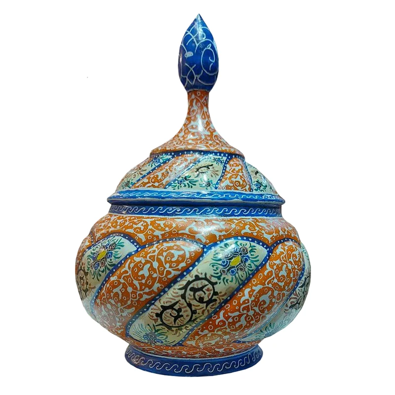 قندان میناکاری مسی مدل اسلیمی ختایی کد 1266