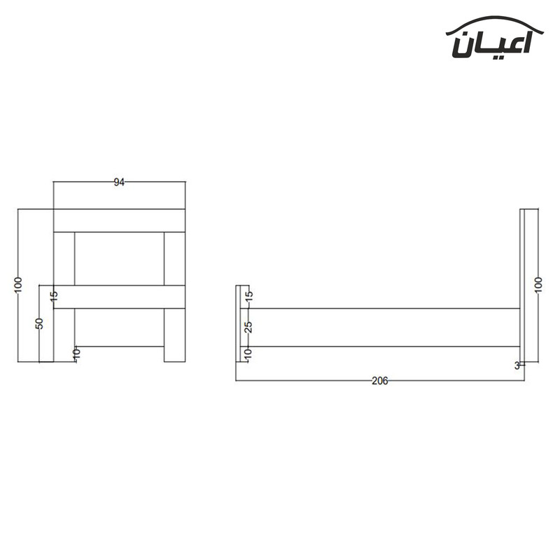  تخت خواب یکنفره اعیان مدل FH363 سایز 90x200 سانتی متر
