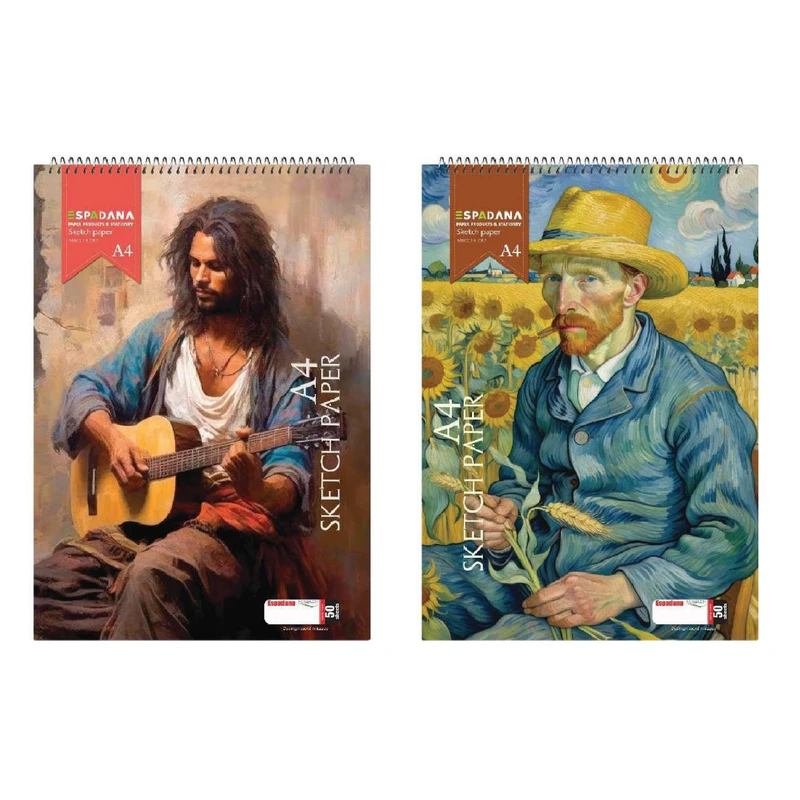 دفتر طراحی 50 برگ اسپادانا مدل فنر بالا کد 59212 مجموعه 2 عددی