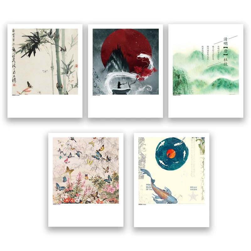 آویز تزیینی عرش مدل فانتزی هنر ژاپنی کد Asa719 مجموعه پنج عددی