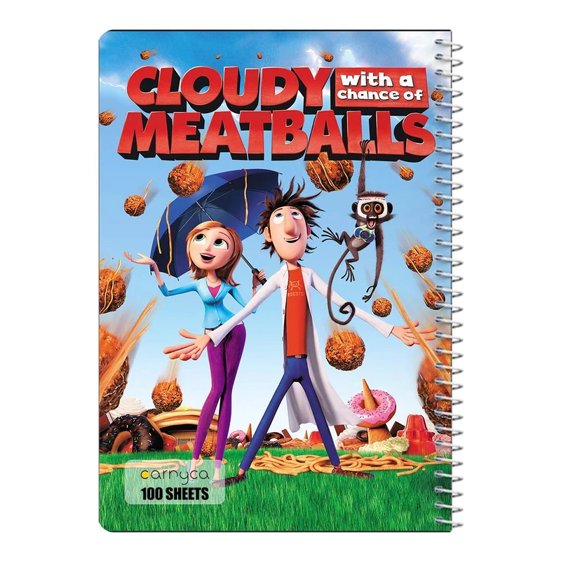 دفتر مشق 100 برگ سیمی کارنیکا طرح ابری با احتمال کوفته قلقلی Cloudy with a Chance of Meatballs کد 38510