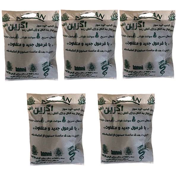 زغال کبابی آگرین مدل MSAN وزن 900 گرم مجموعه 5 عددی
