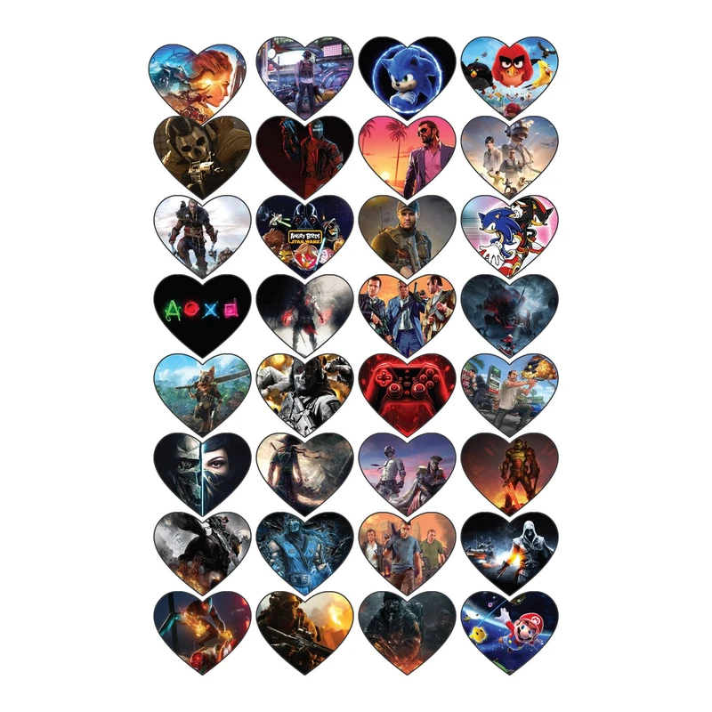 استیکر مدل قلبی مجموعه ای از بازی های کامپیوتری کد game 3 مجموعه 32 عددی