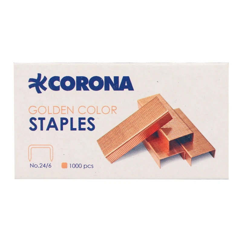 سوزن منگنه کرونا مدل مسی سایز 24/6 بسته 10000 عددی