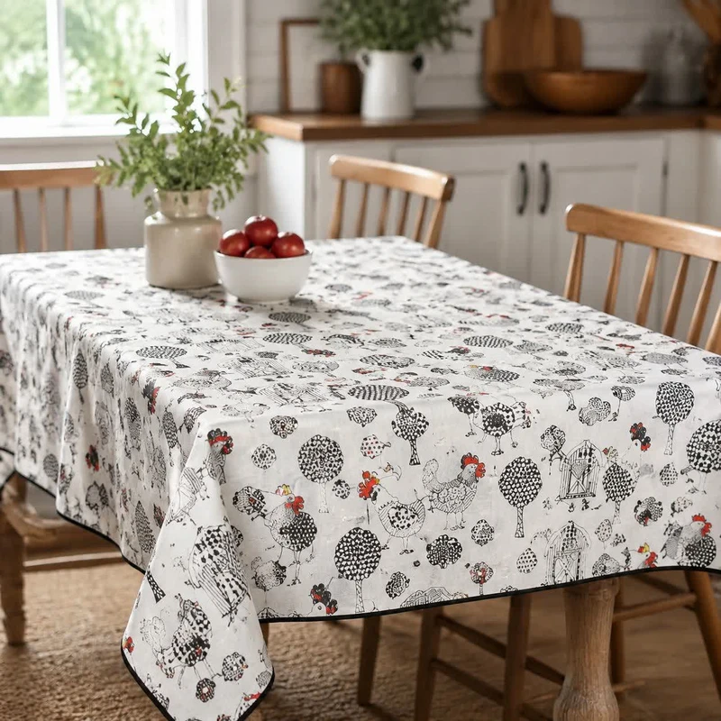 سفره 8 نفره طرح خروس سایز 140*95 سانتیمتر