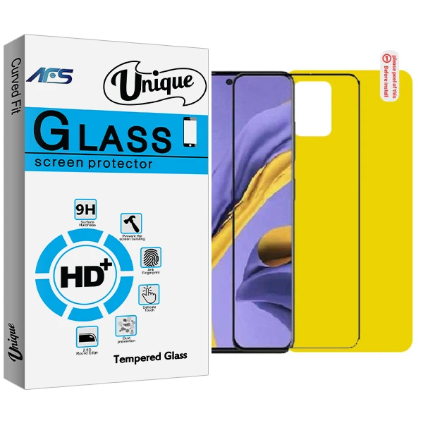 محافظ صفحه نمایش و پشت ای اف اس مدل Unique Glass مناسب برای گوشی موبایل سامسونگ Galaxy A51
