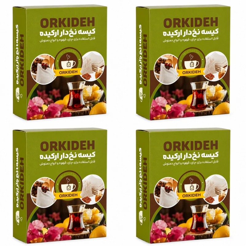 فیلتر چای نخ‌دار ارکیده 4 بسته 60 عددی